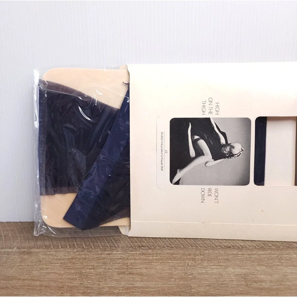 Vintage Kayser Thigh High Hose Navy Petite New Sealed
